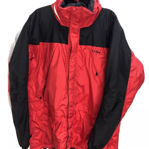 LL BEAN GORE TEX MENS PARKA SKI COAT JACKET Red BLACK XL Vintage * Hole* - Picture 1 of 9